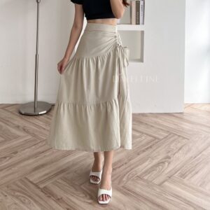 Davelline | Aluna Skirt | Rok Serut Linen Angel Berkualitas